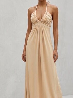 T-Bags Los Angeles NWT Nude Blush Halter Maxi Dress XS